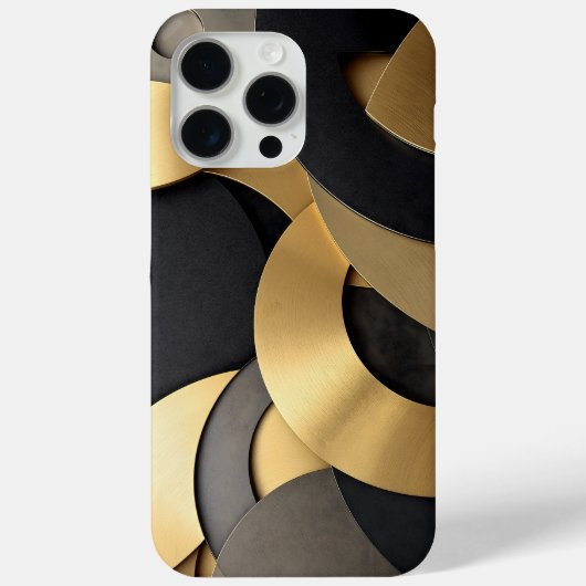 黄金と黒の重なり合うジオメトリック抽象芸術 Case-Mate iPhoneケース (裏面)