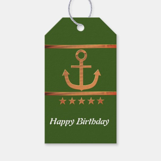 黄金のいかり、愛のシンボルパーソナライズされた、 ギフトタグ (正面)