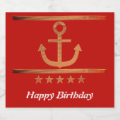 黄金のいかり、愛のシンボルパーソナライズされた、 スパークリングワインラベル (シングルラベル)