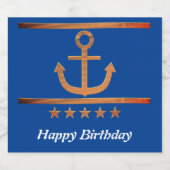 黄金のいかり、愛のシンボルパーソナライズされた、 スパークリングワインラベル (シングルラベル)