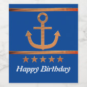 黄金のいかり、愛のシンボルパーソナライズされた、 ワインラベル (シングルラベル)