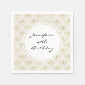 黄金ののまわりにとクラウンパターン誕生日 スタンダードカクテルナプキン (正面)