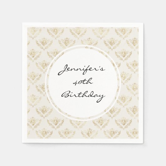 黄金ののまわりにとクラウンパターン誕生日 スタンダードカクテルナプキン (正面)