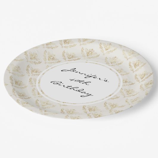 黄金ののまわりにとクラウンパターン誕生日 ペーパープレート (アングル)