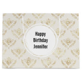 黄金ののまわりにとクラウンパターン誕生日 ラージペーパーバッグ (正面)