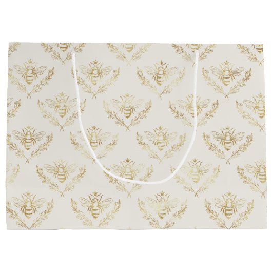 黄金ののまわりにとクラウンパターン誕生日 ラージペーパーバッグ (裏面)