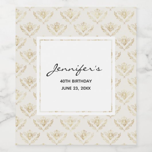 黄金ののまわりにとクラウンパターン誕生日 ワインラベル (シングルラベル)