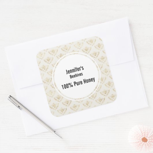 黄金ののまわりにと王冠の蜂蜜 スクエアシール (封筒)