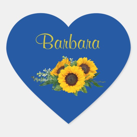 黄金のひまわりカスタマイズのテンプレート、 ハートシール (正面)