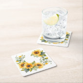 黄金のひまわりパーソナライズされた:結婚のコースター スクエアペーパーコースター (インサイチュ)