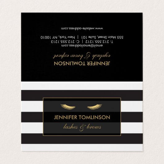 黄金のまつ毛とアフターストライプケアを折り畳み 名刺 (外部フラット)