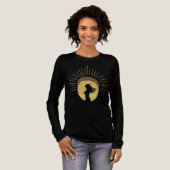 黄金のアウラアートの中の天体女神のシルエット トライブレンドTシャツ (正面全体)