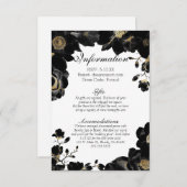黄金のアクセント付き黒結婚フローラ情報 エンクロージャーカード (正面/裏面)