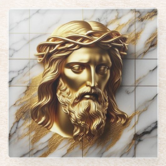 黄金のイエズス大理石の神の存在 ガラスコースター (正面)