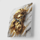 黄金のイエズス大理石の神の存在 スクエア壁時計 (傾斜)