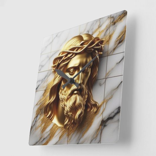 黄金のイエズス大理石の神の存在 スクエア壁時計 (傾斜)