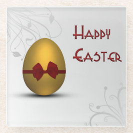 黄金のイースターの卵と弓フローラ旋回パターン ガラスコースター