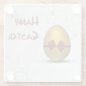 黄金のイースターの卵と弓フローラ旋回パターン ガラスコースター (裏面)