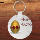 黄金のイースターの卵と弓フローラ旋回パターン キーホルダー (正面)
