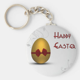 黄金のイースターの卵と弓フローラ旋回パターン キーホルダー