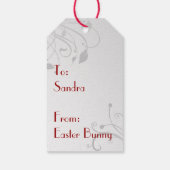 黄金のイースターの卵と弓フローラ旋回パターン ギフトタグ (裏面)