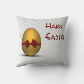 黄金のイースターの卵と弓フローラ旋回パターン クッション (裏面)