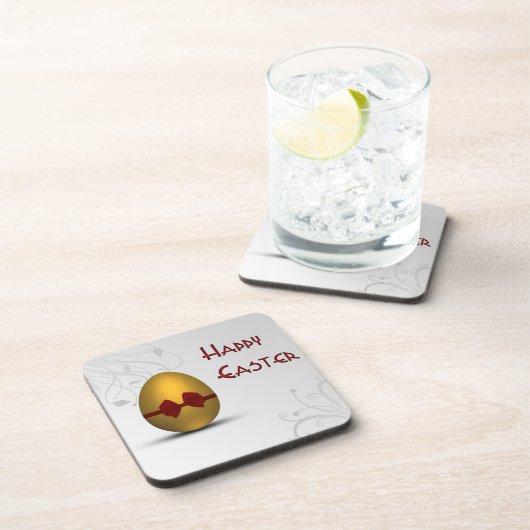 黄金のイースターの卵と弓フローラ旋回パターン コースター (右側)