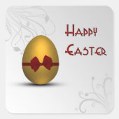 黄金のイースターの卵と弓フローラ旋回パターン スクエアシール (正面)