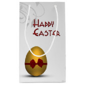 黄金のイースターの卵と弓フローラ旋回パターン スモールペーパーバッグ (裏面)