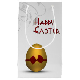 黄金のイースターの卵と弓フローラ旋回パターン スモールペーパーバッグ