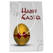 黄金のイースターの卵と弓フローラ旋回パターン ミディアムペーパーバッグ (正面)