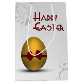 黄金のイースターの卵と弓フローラ旋回パターン ミディアムペーパーバッグ