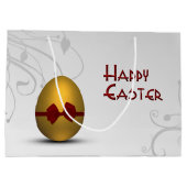 黄金のイースターの卵と弓フローラ旋回パターン ラージペーパーバッグ (裏面)