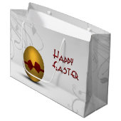 黄金のイースターの卵と弓フローラ旋回パターン ラージペーパーバッグ (正面アングル)