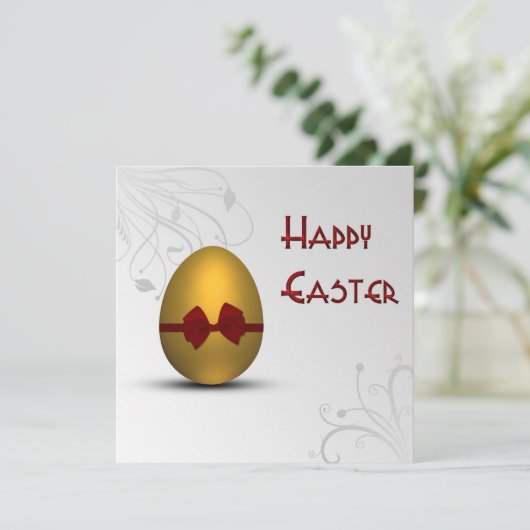 黄金のイースターの卵と弓フローラ旋回パターン 招待状 (スタンド正面)