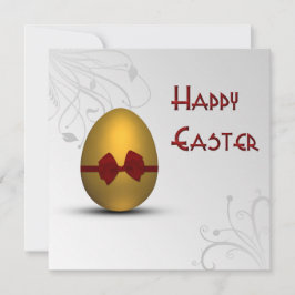 黄金のイースターの卵と弓フローラ旋回パターン 招待状