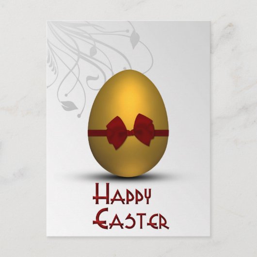 黄金のイースター卵と弓フローラ旋回パターンホ シーズンポストカード (正面)