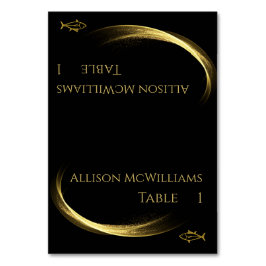 黄金のエレガンスモダン結婚の魚のアイコン テーブルナンバー