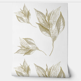 黄金のエレガント色調のミニマリズムの葉 壁紙