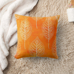 黄金のオレンジ色の葉柄枕 クッション