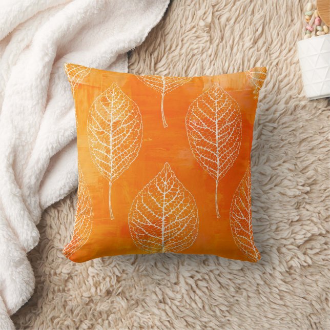 黄金のオレンジ色の葉柄枕 クッション (Blanket)