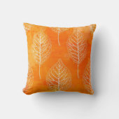 黄金のオレンジ色の葉柄枕 クッション (Front)