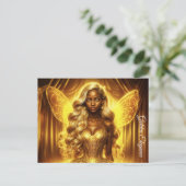 黄金のオーラを持つエテ白熱［赤熱］光を放つリアの妖精の王女 ポストカード (スタンド正面)