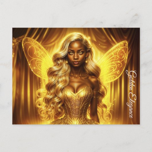 黄金のオーラを持つエテ白熱［赤熱］光を放つリアの妖精の王女 ポストカード (正面)