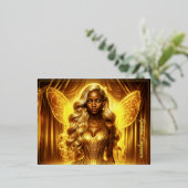 黄金のオーラを持つエテ白熱［赤熱］光を放つリアの妖精の王女 箔シーズンポストカード (立ち正面)