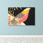 黄金のキジ雪の中の鳥遊び キャンバスプリント (インサイチュ (ウッドフロア))