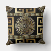 黄金のギリシャの生命の鍵 クッション (裏面)