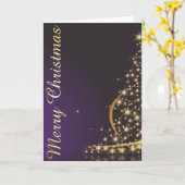 黄金のクリスマスとダークパープルのクリスマスの動機 カード (黄色い花)