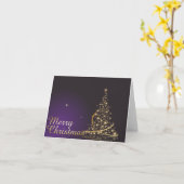 黄金のクリスマスとダークパープルのクリスマスの動機 カード (黄色い花)