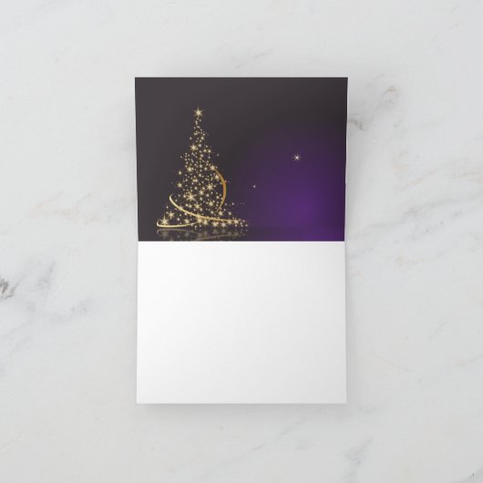 黄金のクリスマスとダークパープルのクリスマスの動機 カード (内部)